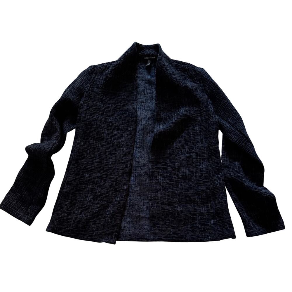 Eileen Fisher Navy Blue Open Front Cardigan Women's XS Gauzy Stretchy Material